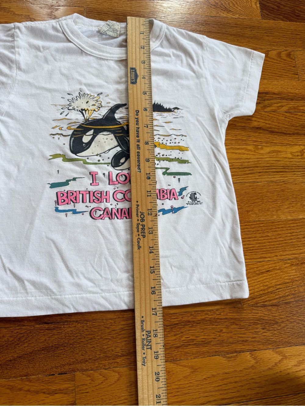 Vintage 90s I Love British Columbia Canada T-shirt, Whale Shamu (Kids Youth 6) - Picture 10 of 10